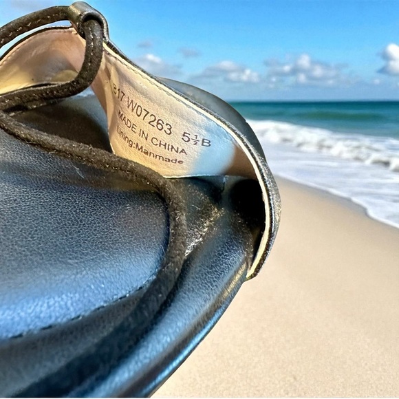 NWOT Cole Haan Grand-OS Black & White Leather Lace-Up Gladiator Sandals Size 5.5 - Picture 5 of 12